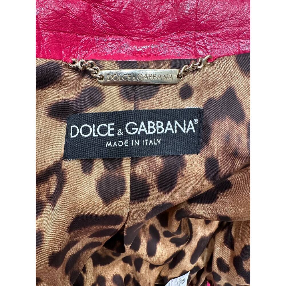 Dolce & Gabbana Fuchsia Cropped Leather Bomber Sz.40 - Picture 4 of 8